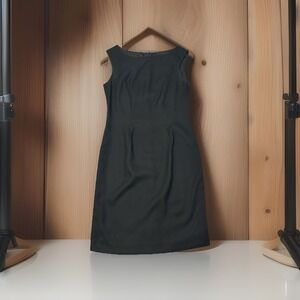 Vintage Clues Collection Black Sheath Dress Womens 8P Petite Career Office Chic